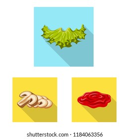 Isolated object of burger and sandwich symbol. Collection of burger and slice stock vector illustration.