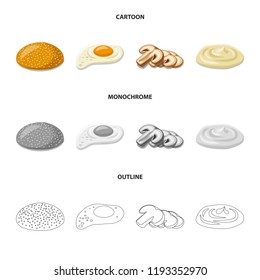 Isolated object of burger and sandwich symbol. Set of burger and slice stock vector illustration.
