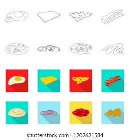 Isolated object of burger and sandwich symbol. Set of burger and slice stock symbol for web.