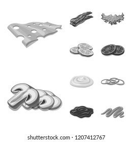 Isolated object of burger and sandwich symbol. Collection of burger and slice vector icon for stock.