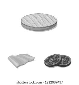 Isolated object of burger and sandwich symbol. Set of burger and slice vector icon for stock.