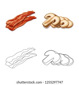 Isolated object of burger and sandwich symbol. Collection of burger and slice vector icon for stock.