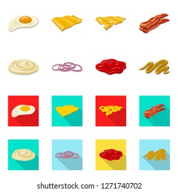 Isolated object of burger and sandwich symbol. Collection of burger and slice vector icon for stock.