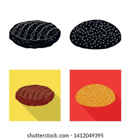 Isolated object of burger and sandwich symbol. Set of burger and slice vector icon for stock.