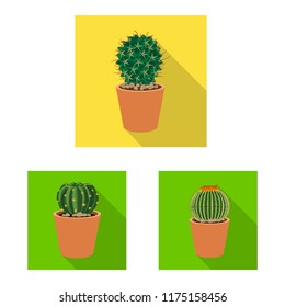 Isolated object of cactus and pot icon. Set of cactus and cacti vector icon for stock.