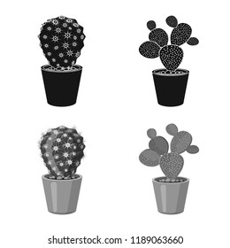 Isolated object of cactus and pot icon. Set of cactus and cacti stock vector illustration.