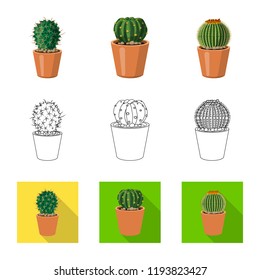 Isolated object of cactus and pot icon. Set of cactus and cacti stock symbol for web.