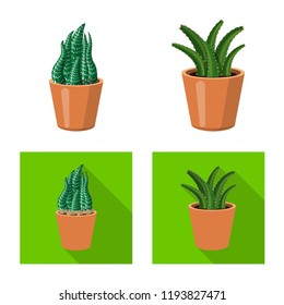 Isolated object of cactus and pot icon. Set of cactus and cacti vector icon for stock.
