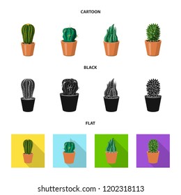 Isolated object of cactus and pot icon. Set of cactus and cacti stock symbol for web.