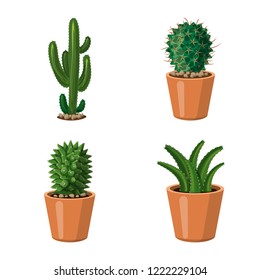 Isolated object of cactus and pot icon. Set of cactus and cacti vector icon for stock.