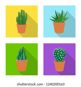 Isolated object of cactus and pot icon. Collection of cactus and cacti vector icon for stock.