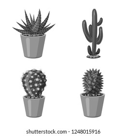 Isolated object of cactus and pot icon. Set of cactus and cacti vector icon for stock.