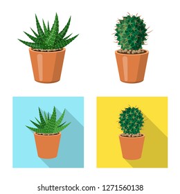 Isolated object of cactus and pot icon. Set of cactus and cacti vector icon for stock.