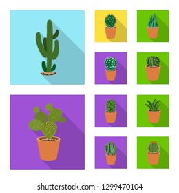 Isolated object of cactus and pot icon. Set of cactus and cacti vector icon for stock.