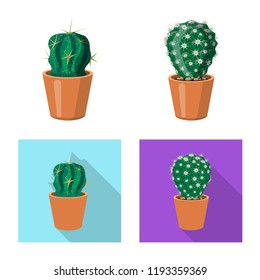 Isolated object of cactus and pot logo. Set of cactus and cacti stock vector illustration.