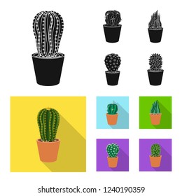 Isolated object of cactus and pot logo. Set of cactus and cacti stock vector illustration.