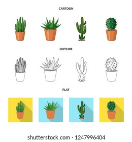 Isolated object of cactus and pot logo. Set of cactus and cacti vector icon for stock.