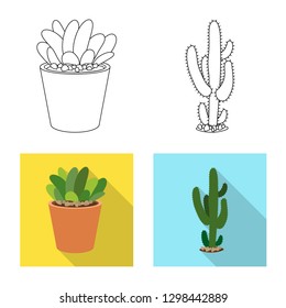Isolated object of cactus and pot logo. Collection of cactus and cacti vector icon for stock.