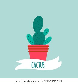 Isolated object of cactus and pot logo