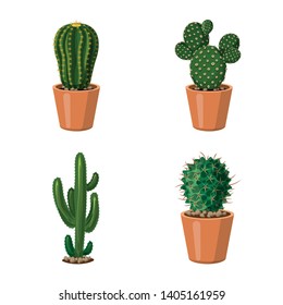 Isolated object of cactus and pot logo. Set of cactus and cacti stock symbol for web.
