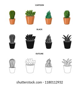 Isolated object of cactus and pot sign. Collection of cactus and cacti vector icon for stock.