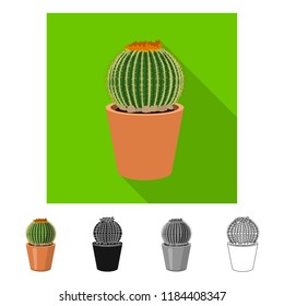 Isolated object of cactus and pot sign. Set of cactus and cacti stock vector illustration.