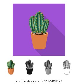 Isolated object of cactus and pot sign. Collection of cactus and cacti stock symbol for web.
