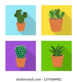 Isolated object of cactus and pot sign. Collection of cactus and cacti stock vector illustration.