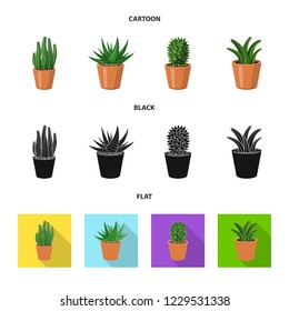 Isolated object of cactus and pot sign. Collection of cactus and cacti vector icon for stock.