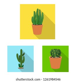Isolated object of cactus and pot sign. Set of cactus and cacti stock vector illustration.