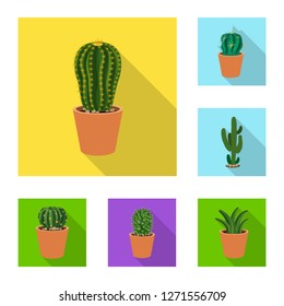 Isolated object of cactus and pot sign. Set of cactus and cacti vector icon for stock.