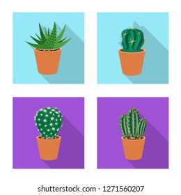 Isolated object of cactus and pot sign. Collection of cactus and cacti stock symbol for web.