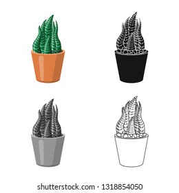 Isolated object of cactus and pot sign. Set of cactus and cacti stock symbol for web.