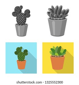 Isolated object of cactus and pot sign. Set of cactus and cacti stock vector illustration.