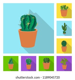 Isolated object of cactus and pot symbol. Set of cactus and cacti stock vector illustration.
