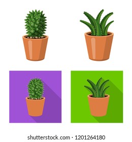 Isolated object of cactus and pot symbol. Set of cactus and cacti vector icon for stock.