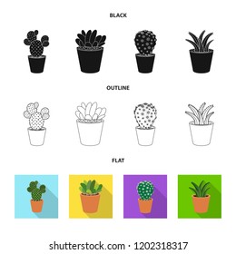 Isolated object of cactus and pot symbol. Set of cactus and cacti stock vector illustration.