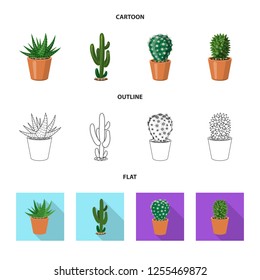 Isolated object of cactus and pot symbol. Collection of cactus and cacti stock symbol for web.