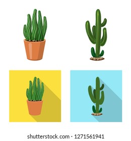 Isolated object of cactus and pot symbol. Collection of cactus and cacti stock vector illustration.