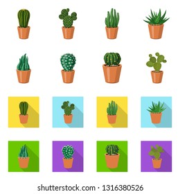 Isolated object of cactus and pot symbol. Set of cactus and cacti vector icon for stock.