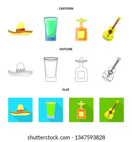Isolated object of cafe and Latin icon. Set of cafe and national stock symbol for web.