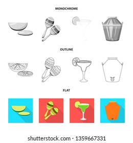 Isolated object of cafe and Latin icon. Set of cafe and national stock vector illustration.