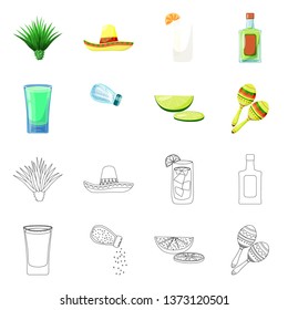 Isolated object of cafe and Latin icon. Collection of cafe and national vector icon for stock.