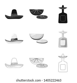 Isolated object of cafe and Latin icon. Collection of cafe and national stock vector illustration.