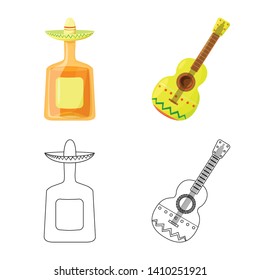 Isolated object of cafe and Latin icon. Set of cafe and national vector icon for stock.