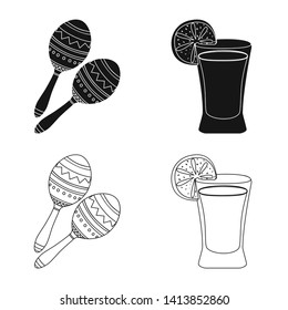 Isolated object of cafe and Latin icon. Set of cafe and national vector icon for stock.