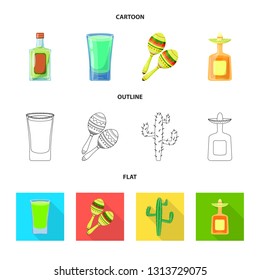 Isolated object of cafe and Latin logo. Collection of cafe and national vector icon for stock.