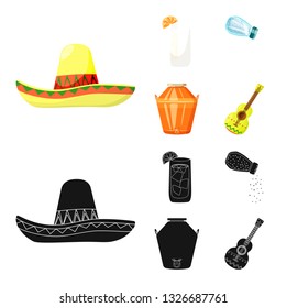 Isolated object of cafe and Latin logo. Collection of cafe and national stock vector illustration.