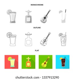 Isolated object of cafe and Latin logo. Set of cafe and national vector icon for stock.