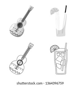 Isolated object of cafe and Latin logo. Collection of cafe and national stock symbol for web.